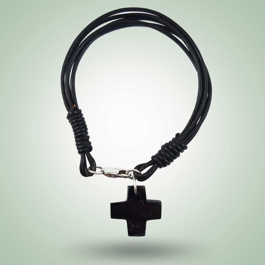 Cross Leather Bracelet - Jade Maya