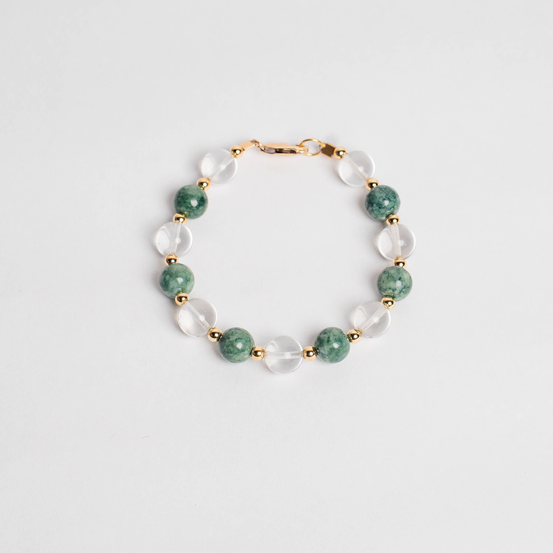 Clear Quartz & Green Jade Bead Bracelet – Jade Maya