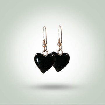 Medium Black Heart Earrings - Jade Maya