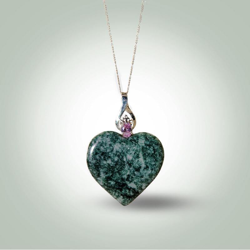 Mottled Heart Necklace - Jade Maya
