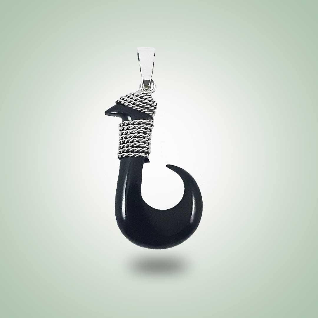 carved jade fish hook Fishing Hook Pendant