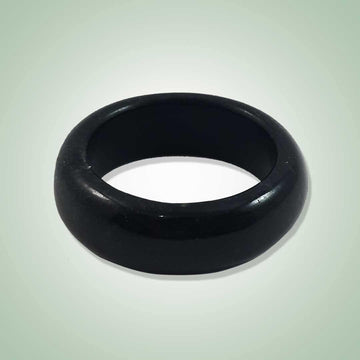 Solid Black Jade Ring - Jade Maya