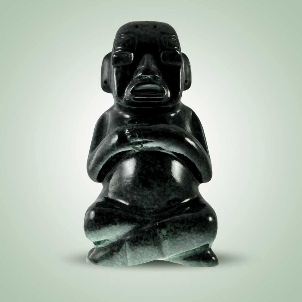 Stone Seated Figurine - Jade Maya
