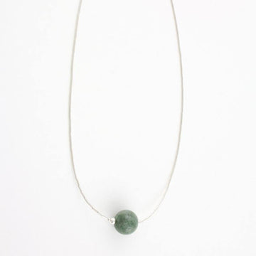 Dark green solitaire jade bead necklace - Jade Maya