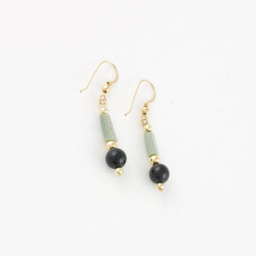 Dentalium shells and black jade earrings with goldfilled - Jade Maya