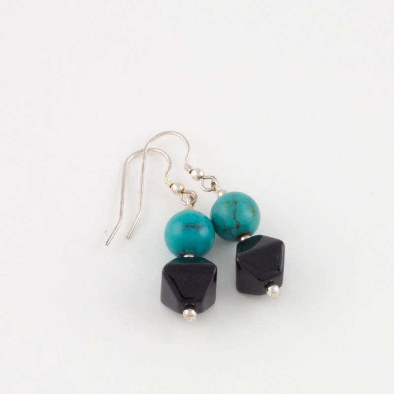 Black Jade w/ Turquoise Earrings - Jade Maya