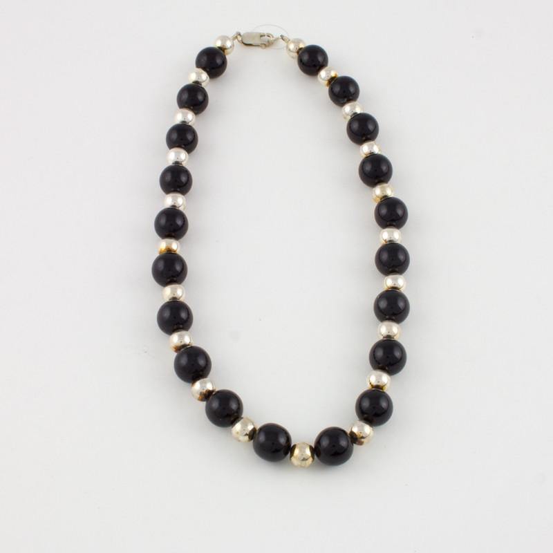 Black Jade and Goldfilled Bead Necklace - Jade Maya